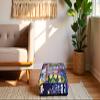CRAFT KALA Indian Square Patchwork Traditional Pouf Cover Indian Living Room Poufs Decorative Embroidered Designer Ottoman Home Living Footstool Chair Cover Decor Pillow Cover 22x22x5 inches, Blue view 2