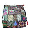 CRAFT KALA Indian Square Patchwork Traditional Pouf Cover Indian Living Room Poufs Decorative Embroidered Designer Ottoman Home Footstool Chair Cover Decor Pillow Cover 22x22x5 inches, Dark Green view 1