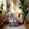 CRAFT KALA Indian Square Patchwork Traditional Pouf Cover Indian Living Room Poufs Decorative Embroidered Designer Ottoman Home Footstool Chair Cover Decor Pillow Cover 22x22x5 inches, Dark Green view 3