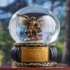 Ebros Guardian Holy Archangel Saint Michael Trampling Satan Glitter Water Globe with Prayer Plaque Gold Scroll Art Base 5.25" Tall Guido Reni Inspired Catholic Church Snow Globes Decor Figurine view 2