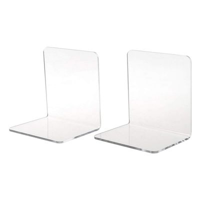 HELYZQ 2Pcs Clear Acrylic Bookends L-Shaped Desk Organizer Desktop Book Holder School Stationery Office Accessories
