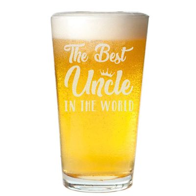 Veracco The Best Uncle In The World Birthday Gifts Father's Day For New Dad Daddy Uncle Beer Pint Glass (Clear, Glass)