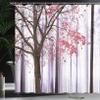 Ambesonne Autumn Shower Curtain, Picture of a Lonely Tree Leaves on an Abstract Woodland Background Print, Cloth Fabric Bathroom Decor Set with Hooks, 69" W x 84" L, Lilac Pink view 3