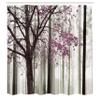 Ambesonne Autumn Shower Curtain, Picture of a Lonely Tree Leaves on an Abstract Woodland Background Print, Cloth Fabric Bathroom Decor Set with Hooks, 69" W x 84" L, Pale Fuchsia view 2