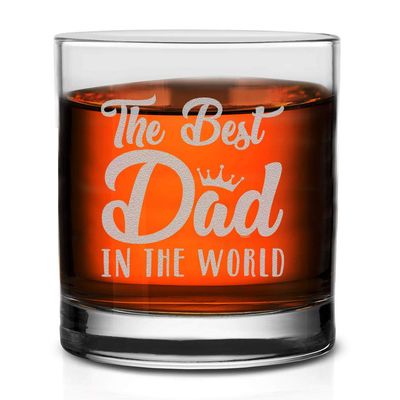 Veracco The Best Dad In The World Whiskey Glass Funny Birthday Gifts Fathers Day For Dad (Clear, Glass)