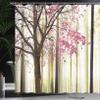 Ambesonne Autumn Shower Curtain, Picture of a Lonely Tree Leaves on an Abstract Woodland Background Print, Cloth Fabric Bathroom Decor Set with Hooks, 69" W x 84" L, Soft Green view 3