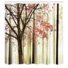 Ambesonne Autumn Shower Curtain, Picture of a Lonely Tree Leaves on an Abstract Woodland Background Print, Cloth Fabric Bathroom Decor Set with Hooks, 69" W x 84" L, Coral Cream view 2