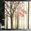 Ambesonne Autumn Shower Curtain, Picture of a Lonely Tree Leaves on an Abstract Woodland Background Print, Cloth Fabric Bathroom Decor Set with Hooks, 69" W x 84" L, Coral Cream view 3