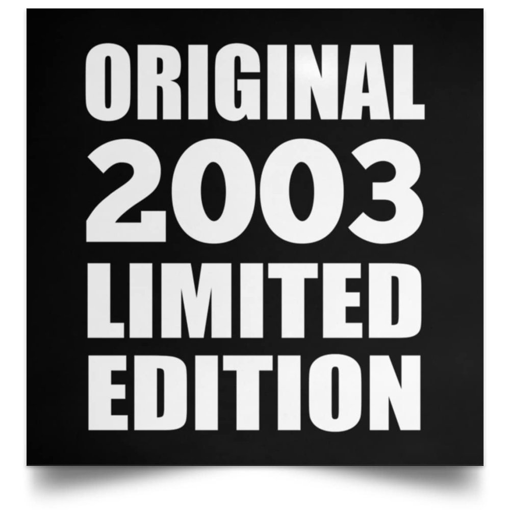 Designsify Gifts, 22nd Birthday Original 2003 Limited Edition, Poster Square 16x16 inch Photo Paper Print Wall Decoration - for Anniversary Christmas Mothers Day Fathers Day Party, to Men Women Him