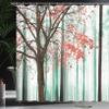 Ambesonne Autumn Shower Curtain, Picture of a Lonely Tree Leaves on an Abstract Woodland Background Print, Cloth Fabric Bathroom Decor Set with Hooks, 69" W x 84" L, Salmon Turquoise view 3