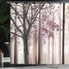 Ambesonne Autumn Shower Curtain, Picture of a Lonely Tree Leaves on an Abstract Woodland Background Print, Cloth Fabric Bathroom Decor Set with Hooks, 69" W x 75" L, Mauve Taupe view 3