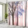 Ambesonne Autumn Shower Curtain, Picture of a Lonely Tree Leaves on an Abstract Woodland Background Print, Cloth Fabric Bathroom Decor Set with Hooks, 69" W x 84" L, Ceil Blue view 4