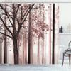 Ambesonne Autumn Shower Curtain, Picture of a Lonely Tree Leaves on an Abstract Woodland Background Print, Cloth Fabric Bathroom Decor Set with Hooks, 69" W x 84" L, Dried Rose view 1