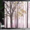 Ambesonne Autumn Shower Curtain, Picture of a Lonely Tree Leaves on an Abstract Woodland Background Print, Cloth Fabric Bathroom Decor Set with Hooks, 69" W x 84" L, Sand Brown view 3