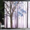 Ambesonne Autumn Shower Curtain, Picture of a Lonely Tree Leaves on an Abstract Woodland Background Print, Cloth Fabric Bathroom Decor Set with Hooks, 69" W x 84" L, Lavender Blue view 3