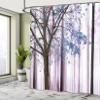 Ambesonne Autumn Shower Curtain, Picture of a Lonely Tree Leaves on an Abstract Woodland Background Print, Cloth Fabric Bathroom Decor Set with Hooks, 69" W x 84" L, Lavender Blue view 4