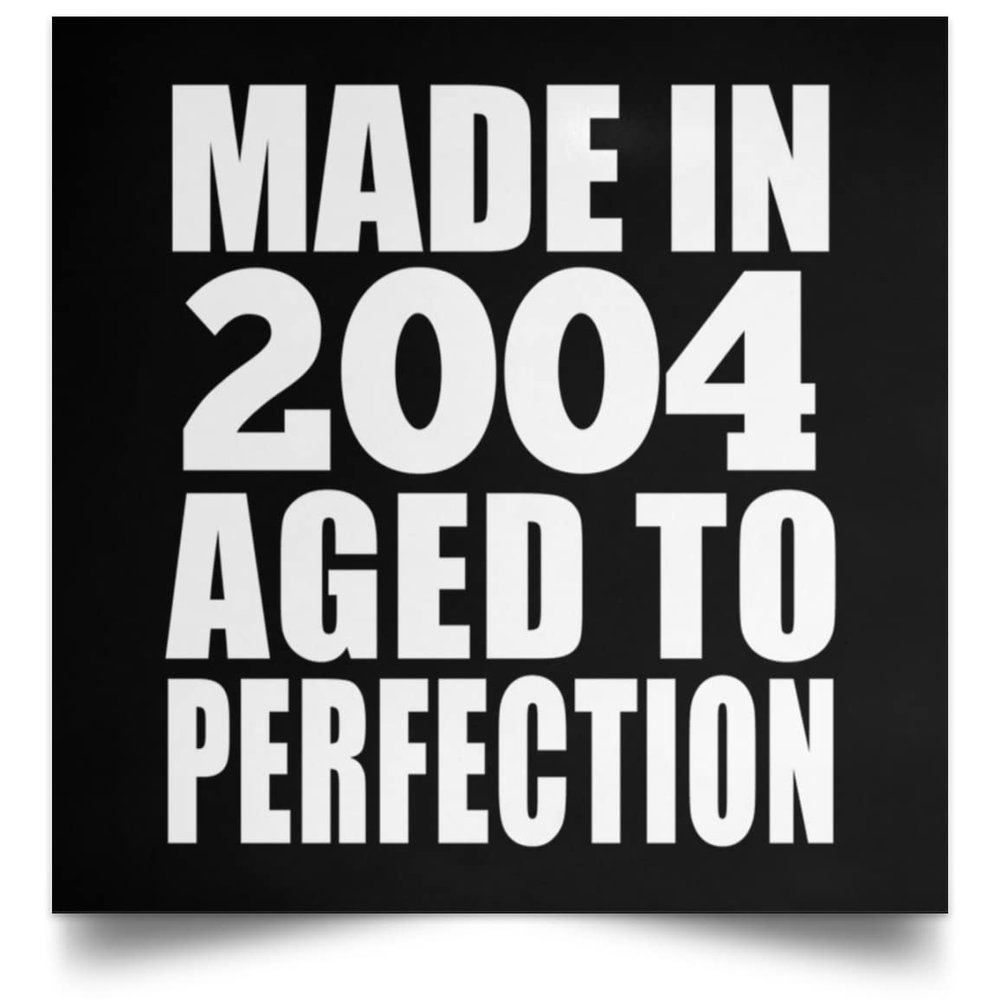 Designsify Gifts, 21st Birthday Made In 2004 Aged to Perfection, Poster Square 16x16 inch Photo Paper Print Wall Decoration - for Anniversary Christmas Mothers Day Fathers Day Party, to Men Women