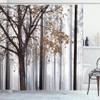 Ambesonne Autumn Shower Curtain, Fall Thanksgiving Tree Leaves on Woods Graphic, Farmhouse Style Bathroom Decor for Powder Room & Guestroom Cloth Fabric Bath Set with Hooks, 69" W x 84" L, Warm Taupe view 1