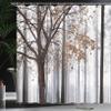 Ambesonne Autumn Shower Curtain, Fall Thanksgiving Tree Leaves on Woods Graphic, Farmhouse Style Bathroom Decor for Powder Room & Guestroom Cloth Fabric Bath Set with Hooks, 69" W x 84" L, Warm Taupe view 3