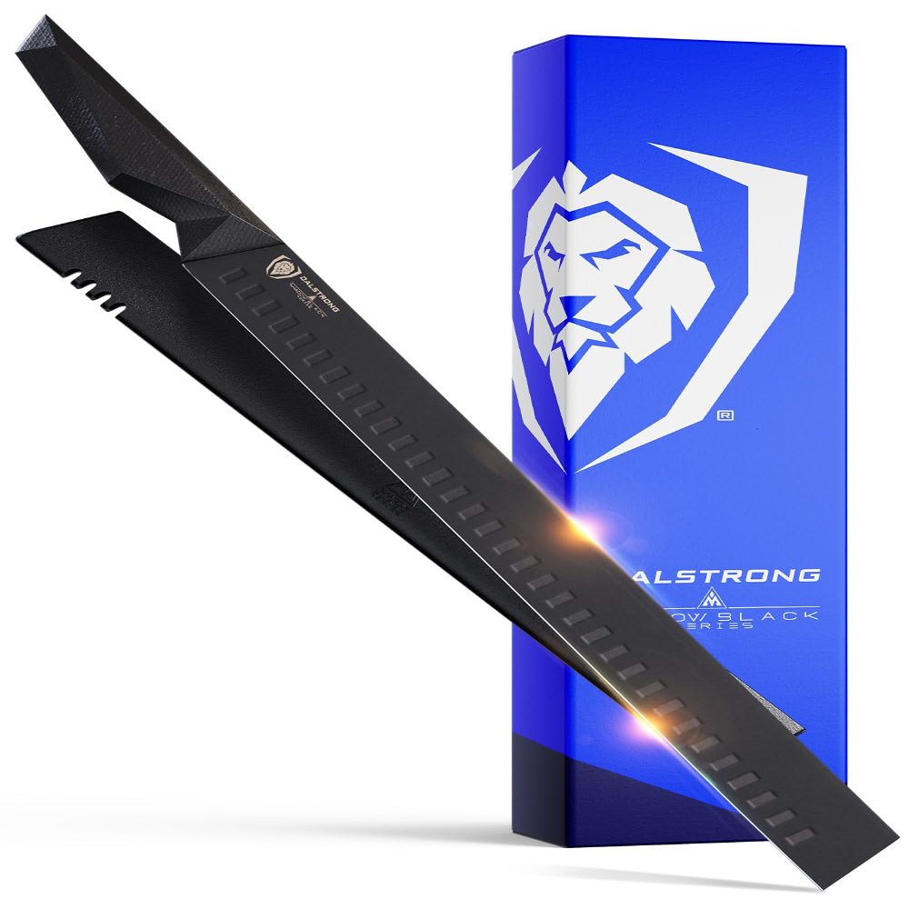 Dalstrong Slicing Knife - 14 inch - Shadow Black Series - Black Titanium Nitride Coated - High Carbon - 7CR17MOV-X Vacuum Treated Steel Carving Knife - Sheath - Kitchen Knife Slicer - NSF Certified