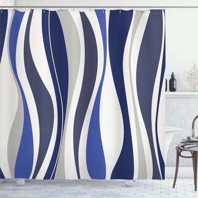 Ambesonne Vintage Shower Curtain, Retro Vibrant Stripes Funky Lines Design Patterns Abstract Print, Cloth Fabric Bathroom Decor Set with Hooks, 69" W x 70" L, Dark Sky