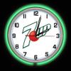 19" 7 Up White Back Neon Clock, Green Outside Tube, Two Neon Tubes view 1