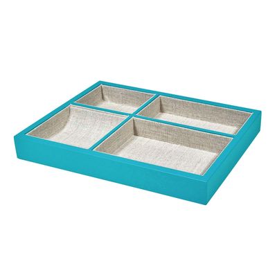 TIZO Design Contemporary Wood Valet Tray Organizer, Turquoise