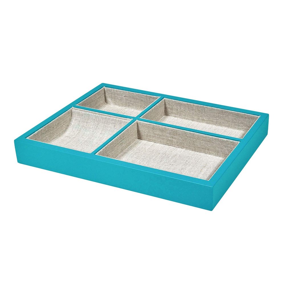 TIZO Design Contemporary Wood Valet Tray Organizer, Turquoise