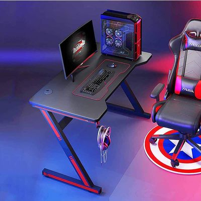 MNSSRN Stable Desktop Computer Desk, Z-Type Simple Ergonomic and Comfortable Arc-Shaped E-Sports Gaming Table Home Reinforcement Learning Desk,140 * 60 * 75cm