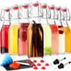 8-Pack 8.5oz Flip Top Glass Bottles, Swing Top Beer Brewing Bottle for Fermentation, Kombucha, Kefir, Vanilla Extract, Coquito, Juice, Soda, Tea - Airtight Stopper Cap Lid, Bonus 2 Bottle Pourers view 1