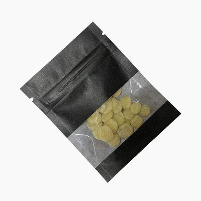PABCK 100 Pack Clear Window Black Kraft Paper Resealable Bags 3.5x5.1 inch