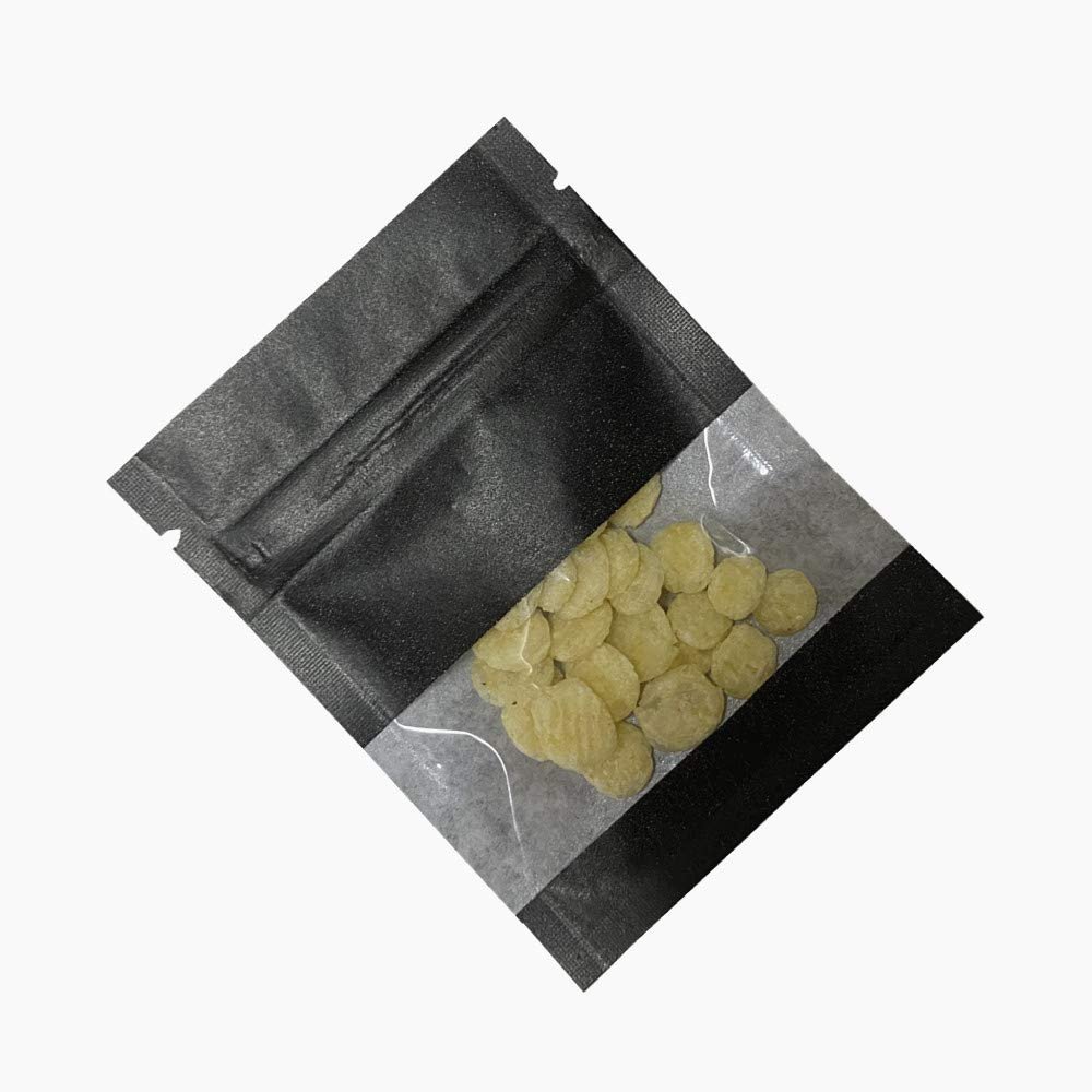 PABCK 100 Pack Clear Window Black Kraft Paper Resealable Bags 3.5x5.1 inch