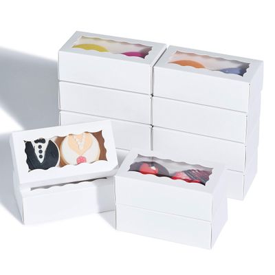 JCXPACK 50PCS 4.17 x 2.16 x 1.37 Inches White Macaron Gift Boxes for 2, Chocolate Covered Ores Boxes, Macaron Packaging for Wedding, Party, Thank You Favors