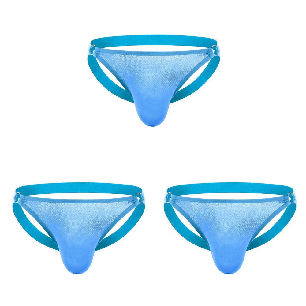 Andongnywell 3 Pack Mens Micro Mesh Briefs Comfortable Bulge Pouch Underwear Lingerie Underpants Knickers (Blue,Medium)
