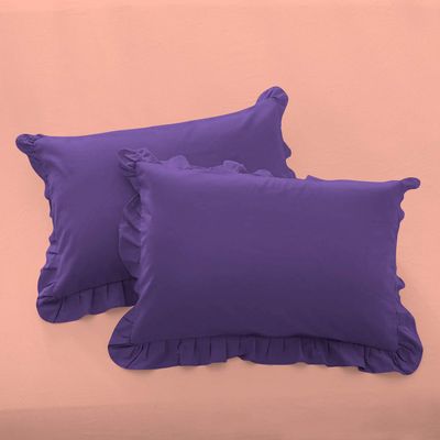 Ruffle Oversized King Pillow Shams Set of 2 Purple Pillow Shams Oversized King 20X40 100% Egyptian Cotton 800 Thread Count Bedding Decorative Ruffle Pillow Shams Set