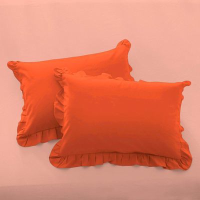 Ruffle Oversized King Pillow Shams Set of 2 Orange Pillow Shams Oversized King 20X40 100% Egyptian Cotton 800 Thread Count Bedding Decorative Ruffle Pillow Shams Set