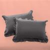 Ruffle Oversized King Pillow Shams Set of 2 Dark Grey Pillow Shams Oversized King 20X40 100% Egyptian Cotton 800 Thread Count Bedding Decorative Ruffle Pillow Shams Set view 1