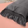 Ruffle Oversized King Pillow Shams Set of 2 Dark Grey Pillow Shams Oversized King 20X40 100% Egyptian Cotton 800 Thread Count Bedding Decorative Ruffle Pillow Shams Set view 3