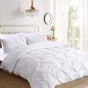 Premium Quality 3-Pc Pinch Pleated Duvet Cover Set with Zipper Closure & Corner Ties,Solid 1000-TC Ultra Soft Pillow Shams 100% Egyptian Cotton (Over Size Super King (120'' x 98''), Pin-Tuck White) view 1