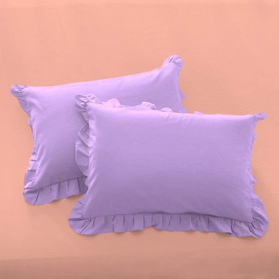 Ruffle Oversized King Pillow Shams Set of 2 Lilac Pillow Shams Oversized King 20X40 100% Egyptian Cotton 800 Thread Count Bedding Decorative Ruffle Pillow Shams Set