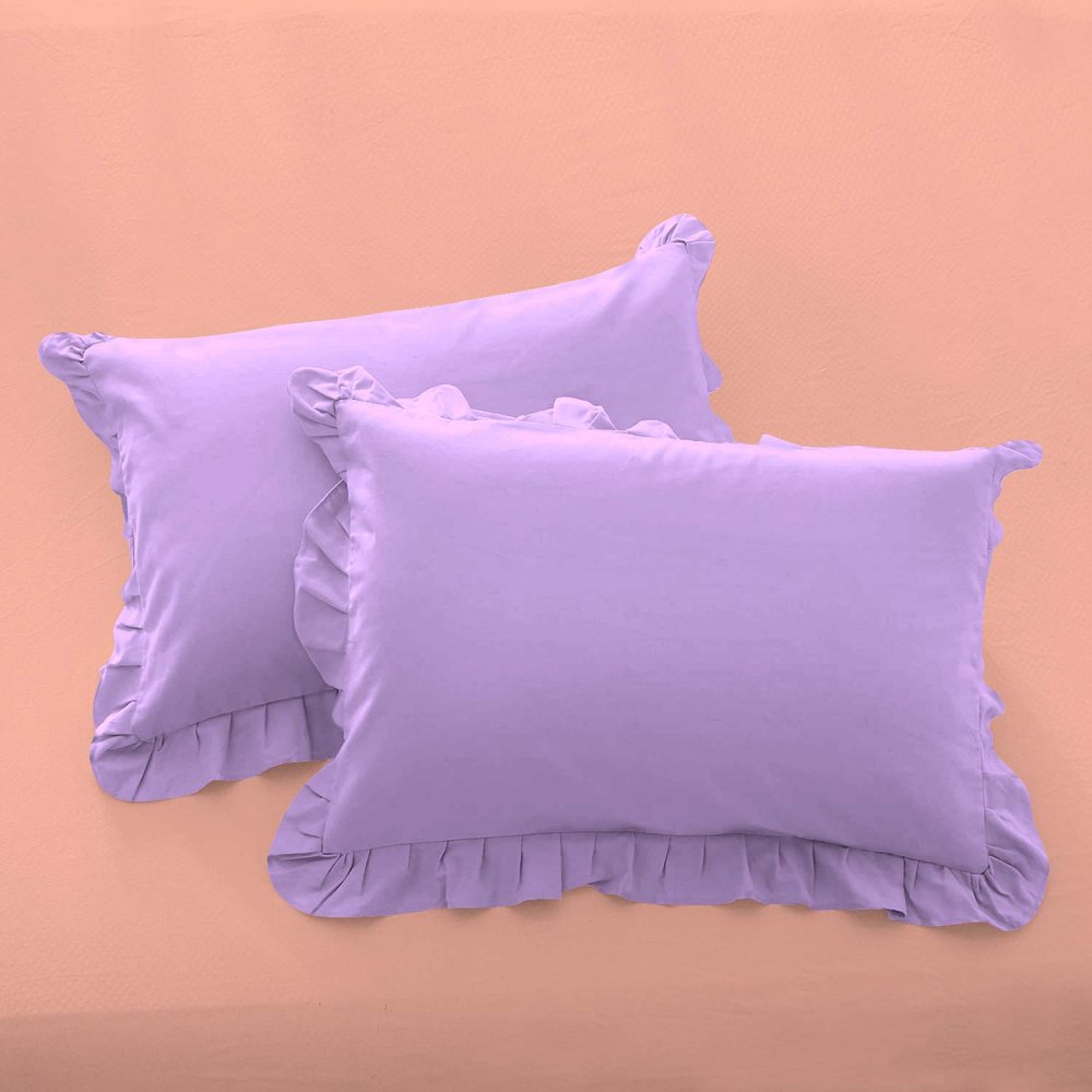 Ruffle Oversized King Pillow Shams Set of 2 Lilac Pillow Shams Oversized King 20X40 100% Egyptian Cotton 800 Thread Count Bedding Decorative Ruffle Pillow Shams Set