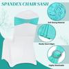 MDS Pack of 75 Spandex Chair Sashes Bow Premium Stretch Chair Cover Band with Buckle Slider Universal fits Elastic Dining Chair Ties for Wedding Party Banquet Events Decoration - Aqua Blue view 3