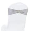 MDS Pack of 150 Spandex Chair Sashes Bow Universal fits Elastic Stretch Chair Bands Ties with Buckle for Wedding Party Banquet Events Decoration Spandex Slider Sashes Bow - Light Silver view 1