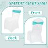 MDS Pack of 100 Spandex Chair Sashes Bow Premium Stretch Chair Cover Band with Buckle Slider Universal fits Elastic Dining Chair Ties for Wedding Party Banquet Events Decoration - Aqua Blue view 4