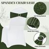 MDS Pack of 50 Spandex Chair Sashes Bow Premium Stretch Chair Cover Band with Buckle Slider Universal fits Elastic Dining Chair Ties for Wedding Party Banquet Events Decoration - Olive Green view 3