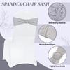 MDS Pack of 75 Spandex Chair Sashes Bow Premium Stretch Chair Cover Band with Buckle Slider Universal fits Elastic Dining Chair Ties for Wedding Party Banquet Events Decoration - Light Silver view 3