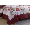 3 Piece Gorgeous Winter Christmas Quilt Set Queen Size, Beautiful Snowman Snowflake Deer Tree Wreaths Garlands Design Rustic Bedding, Reversible Buffalo Plaid Checkered Patchwork White Red Quilt view 3