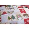 3 Piece Gorgeous Winter Christmas Quilt Set Queen Size, Beautiful Snowman Snowflake Deer Tree Wreaths Garlands Design Rustic Bedding, Reversible Buffalo Plaid Checkered Patchwork White Red Quilt view 4