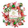 Artisan 20x20x6 "Meet Me Under the Mistletoe" Christmas Wreath with 8 Ball Ornaments & Lots of Ribbon. Wreath is Very Full, Made with 30 Feet of Weather Resistant Snow Metallic Fabric view 1