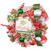 Artisan 20x20x6 "Meet Me Under the Mistletoe" Christmas Wreath with 8 Ball Ornaments & Lots of Ribbon. Wreath is Very Full, Made with 30 Feet of Weather Resistant Snow Metallic Fabric view 3